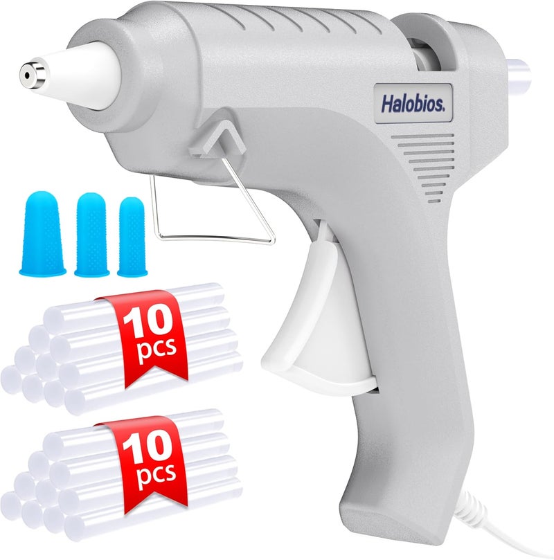 Halobios Hot Glue Gun, Fast Preheating Hot Melt Glue Gun with 20 Glue Sticks, Hot Glue Gun Full Size for Making Decoration School DIY Crafts Projects Home Repairs(40W Gray) - Image 1